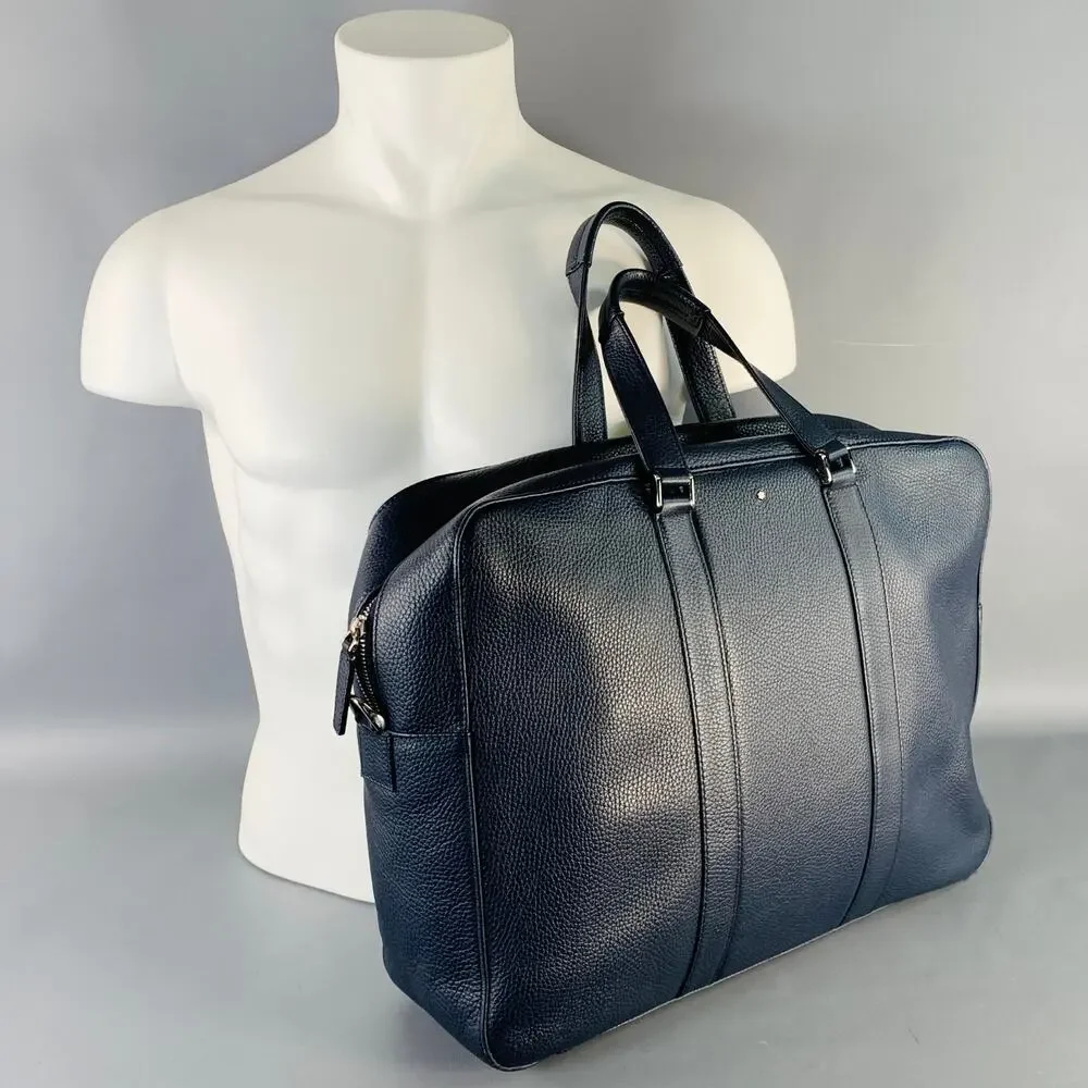 MONT BLANC Navy Pebble Grain Leather Briefcase